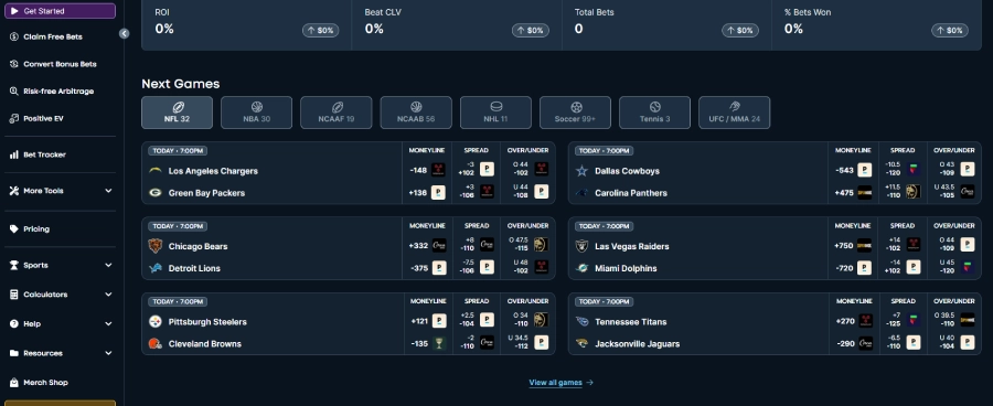 oddsjam odds comparison site