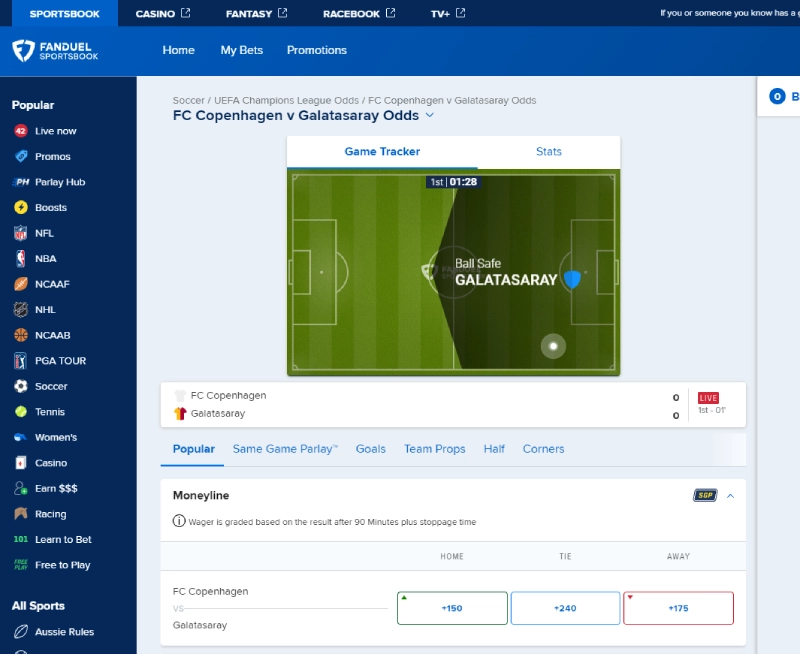 Fanduel soft betting site interface